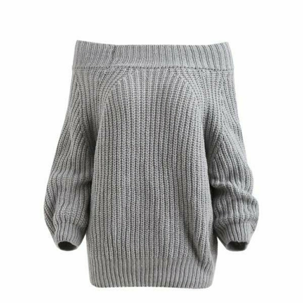 Off The Shoulder Pullover Chunky Sweater